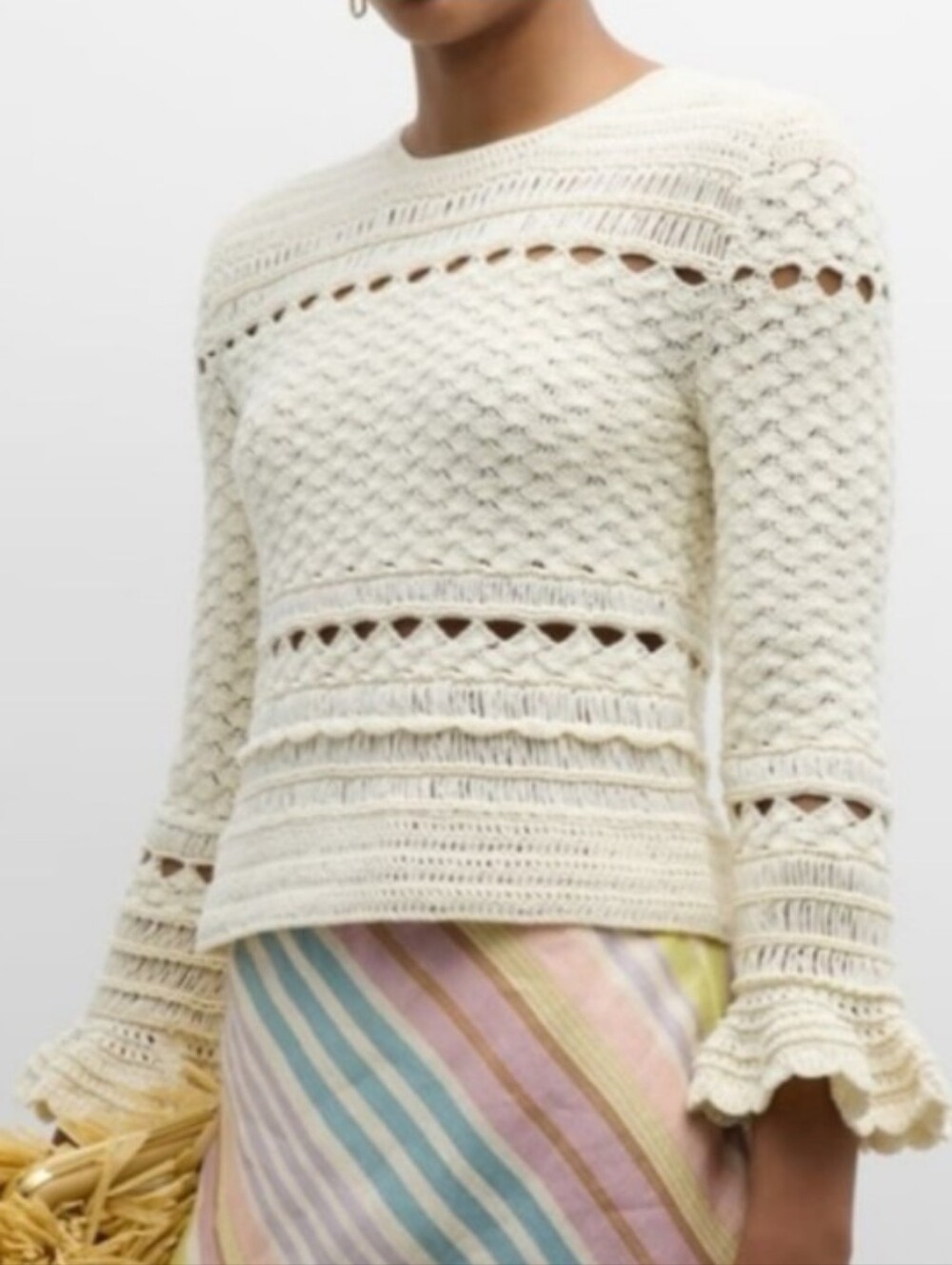 Zimmerman Waverly Crochet Knit Flared Sleeve Sweater